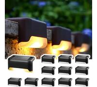 CNMTCCO Lot de 12 lampes solaires d'extérieur noires pour jardin, escaliers, clôture, éclairage de chemin solaire pour décoration de cour, terrasse, escalier et jardin (noir)