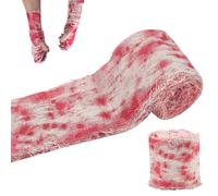CNMTCCO Lot de 2 bandages sanglants pour Halloween, gaze de sang effrayante pour portes, fenêtres, escaliers, jardin, fête à la maison et décorations d'Halloween maison hantée