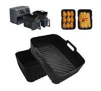 CNMTCCO Lot de 2 doublures en silicone réutilisables pour friteuse à air comprimé Ninja Foodi AF300UK, AF400UK, accessoires pour friteuse à air comprimé Ninja Foodi, 7,6 à 9,5 l