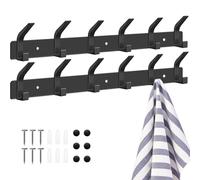 CNMTCCO Lot de 2 patères murales avec 6 crochets - En métal - Pour chambre à coucher, salle de bain, cuisine - Noir