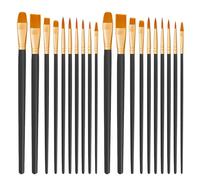 CNMTCCO Lot de 20 pinceaux de Peinture en Nylon pour Peinture Acrylique, Huile, Aquarelle, Gouache, Peinture faciale pour Enfants et Adultes (Noir)