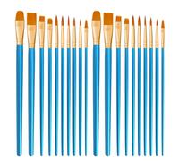 CNMTCCO Lot de 20 pinceaux de Peinture en Nylon pour Peinture Acrylique, Huile, Aquarelle, Gouache, Peinture faciale pour Enfants et Adultes (Bleu)
