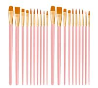 CNMTCCO Lot de 20 pinceaux de Peinture en Nylon pour Peinture Acrylique, Huile, Aquarelle, Gouache, Peinture faciale pour Enfants et Adultes (Rose)