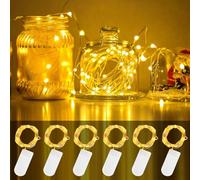 CNMTCCO Lot de 6 guirlandes lumineuses de 2 m avec 20 LED pour décoration de Noël, Saint-Valentin, mariages, fêtes