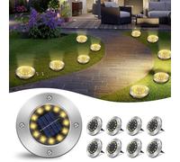 CNMTCCO Lot de 8 lampes solaires de sol d'extérieur avec 12 LED pour extérieur, jardin, blanc chaud, IP65, étanche, pour pelouse, allée, allée, patio, jardin