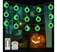 CNMTCCO Lumières de fée d'Halloween - Vert - 8 modes - Avec télécommande - Guirlande lumineuse décorative - 5 m - 30 LED - Pour l'extérieur et l'intérieur