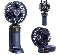 CNMTCCO Mini ventilateur portatif, silencieux, rechargeable par USB, avec 5 vitesses, petit ventilateur de poche, avec socle et cordon tour de cou pour voyage, bureau, maison