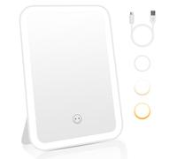 CNMTCCO Miroir LED, Miroir Maquillage à 3 LumièRes De Couleur, Mirroir Maquilleur Lumineux, Rechargeable Et Facile à Transporter (20 * 13,5 Cm Blanc)