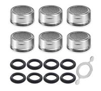 CNMTCCO Mousseur Robinet M24 6Pcs, Aérateur de Robinet en Acier Inoxydable, Économiseurs d'eau Bubbler de Bain Cuisine - avec 8 Joints 1 clé- Économisez Jusqu'à 60% d'Eau