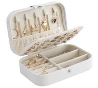 CNMTCCO Petite boîte à bijoux de voyage pour colliers, bagues, bracelets, boucles d'oreilles - Similicuir de qualité supérieure - Boîte cadeau pour filles et femmes (blanc)