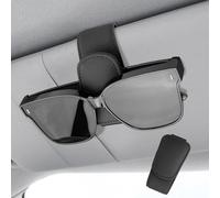 CNMTCCO Porte Lunettes pour Voiture, Magnétique Cuir Support de Lunettes de Visière de Voiture pour Cartes, Ticket, Universel Accessoire Voiture Interieur(Noir)