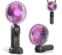 CNMTCCO Ventilateur Portable, Ventilateur de Poche Rechargeable, 6 Vitesse Mini Ventilateur Portable, avec Affichage LED,Hand Fan Pliable Pour Bureau, Hand Fan Pliable Pour Bureau,Voyage,Camping-Bleu