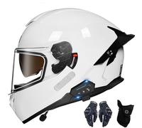 CNNGU Casque Bluetooth pour Moto Casque Intégral Flip Up, Casque Modulaire Flip-Type à Double Visière Solaire, Casque Certifié Dot/ECE