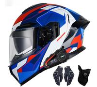 CNNGU Casque De Moto Bluetooth, Casque Bluetooth Modulaire à Double Visière, Casque Approuvé Dot/ECE, Anti-buée, Annulation Intelligente du Bruit