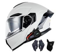 CNNGU Casque De Moto Bluetooth, Casque Bluetooth Modulaire à Double Visière, Casque Approuvé Dot/ECE, Anti-buée, Annulation Intelligente du Bruit