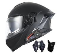 CNNGU Casque De Moto Bluetooth, Casque Bluetooth Modulaire à Double Visière, Casque Approuvé Dot/ECE, Anti-buée, Annulation Intelligente du Bruit
