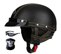 CNNGU Casques Jet Casques Bols Demi Vintage, Casque De Visage Exposé Vintage De Style Allemand, Casque Demi - Casque De Scooter électrique, Approuvé par ECE