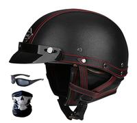CNNGU Casques Jet Casques Bols Demi Vintage, Casque De Visage Exposé Vintage De Style Allemand, Casque Demi - Casque De Scooter électrique, Approuvé par ECE