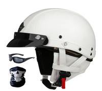 CNNGU Casques Jet Casques Demi Vintage De Style Allemand, Casque De Visage Exposé, Casque De Scooter Électrique, Approuvé Par ECE, Noir/Violet/Bleu/Blanc/Rose/Rouge