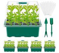 CNNIK Mini Serre pour Semis 5 Pièces Bacs à Semis 60 Cellules Plateau Semis Potager Interieur Kit Germination avec Étiquettes de Plante et Un Outil pour DéMarrage et Croissance Semence