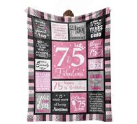 cnnouart Couverture cadeau 75e anniversaire pour femme, 75 ans, anniversaire pour sa meilleure amie, maman, sœur, épouse (130 x 150 cm)