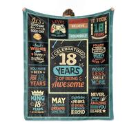 cnnouart Couverture cadeau d'anniversaire pour garçon de 18 ans, cadeau de 18e anniversaire pour garçon, idée cadeau d'anniversaire pour 18 ans, 18 décorations d'anniversaire pour homme (150 x 200 cm)