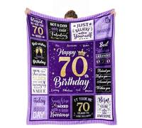 cnnouart Couverture cadeau de 70e anniversaire pour femme, cadeaux pour un anniversaire de 70 ans, décorations d'anniversaire Happy 70, idées cadeaux pour elle (130 x 180 cm)