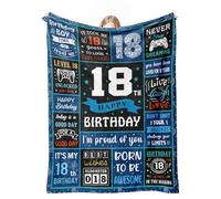 cnnouart Couverture cadeau pour garçon de 18 ans, décorations de 18e anniversaire pour garçon, idée de cadeaux - Couverture pour enfant de 18 ans (130 x 180 cm)