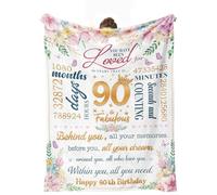 cnnouart Couverture pour 90e anniversaire pour femme, cadeau d'anniversaire pour femme de 90 ans, décorations Happy 90 (130 x 180 cm)