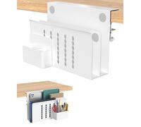 CnosDB Rangement LatéRal de Bureau, Couche Double Rangement Sous Bureau Avec Porte-Stylo Magnétique Sans Perceuse Compartiment de Gestion Des CâBles en Acier Support pour Ordinateur Portable Maison