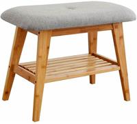 CNPRAZ Banque Zapatero, Banque De Rangement en Bambou avec Siège Rembourré, Banc De Cordonnier avec Siège Rembourré Et Étagère De Rangement, Organisateur De Chaussures D'entrée Et Pasi