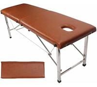 CNPRAZ Camille De Massage Portable, Légère, Pliable, 2 Sections, pour Tatouages, Soins du Visage, Sourcils, Support en Acier Inoxydable, Table De Massage en PU pour Salon De Beauté