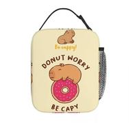 CNQPJKYAQ Capybara sur Un Sac à Lunch Thermique isolé en Beignet pour l’école. Ne Vous inquiétez Pas, Soyez Heureux, Sac Alimentaire Portable, boîtes à Lunch pour Refroidissement Thermique