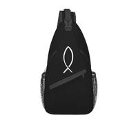 CNQPJKYAQ Sac à bandoulière Jésus Fish Sling Bandoulière pour Hommes Sac à Dos à épaule chrétien Mode pour la randonnée