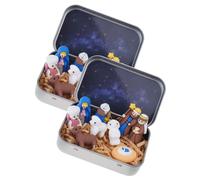 Cnrfeoap Crèche de Noël miniature dans une boîte en étain durable, parfaite pour les réunions de famille ou comme cadeau de crèche de Noël