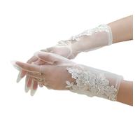 Cnrfeoap Gants de mariage en maille délicate avec motifs en dentelle détaillés, port lisse pour la mariée, gants en maille élégants, Laiteux, taille unique