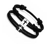 Cnrfeoap Lot de 2 Bracelets Corde Confortable Réglable Symbole Idéal pour Couples Foi Expression Cadeau Religieux, taille unique, Comme décrit