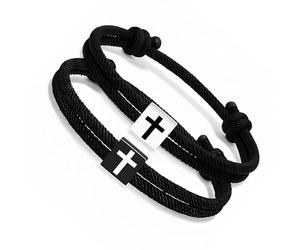 Cnrfeoap Lot de 2 Bracelets Corde Confortable Réglable Symbole Idéal pour Couples Foi Expression Cadeau Religieux, taille unique, Comme décrit