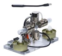 Cnrfeoap Modèle de moteur à combustion externe à double piston en métal avec générateur Outil d'apprentissage STEM pour étudiants Générateur de moteur en métal Générateur portable