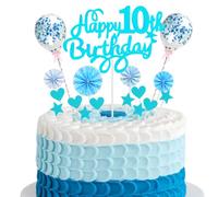 Cnrose Cake Topper Boy 10th Birthday Hello 10 Cake Topper Blue with Heart Star Balloon Cake Topper 10th Birthday Boy Happy 10th Birthday Cake Topper 10 Year Boy Girl 10 Birthday Boy Girl