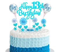 Cnrose Cake Topper Boy 13th Birthday Hello 13 Cake Topper Blue with Heart Star Balloon Cake Topper 13th Birthday Boy Happy 13th Birthday Cake Topper 13 Year Boy Girl 13 Birthday Boy Girl