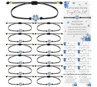 CNSJ Lot de 16 bracelets Forget Me Not réglables faits à la main avec carte pour femmes, filles, amies, cadeaux commémoratifs, condoléances, deuil, souvenirs funéraires pour invités