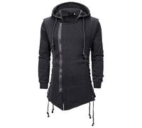 CNSTORE Sweat à Capuche pour Hommes Side Lace Up Fleece Sweat à Capuche Gothique