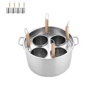 CNSUNWITZ Marmites à pâtes en acier inoxydable avec passoire, ensemble de marmites à pâtes 3/4/5 trous avec couvercle, marmite vapeur et marmite à fond pour la cuisson des nouilles (4 holes,B,1)