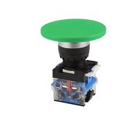 CNTD Momentary Big 60mm Mushroom Cap Push Button Switch Self Reset No Lock Round 1NO1NC Silver Button 22mm LA38-11M/60 MQXFCZUX(Green,Self locking type)