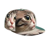 CNTDBU A Curious Cat Flat Peak Snapback Casquette de baseball pour homme et femme réglable respirante avec bande absorbant la transpiration Noir