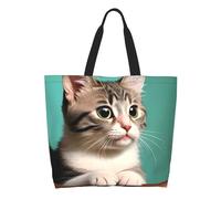 CNTDBU A Curious Cat Sac fourre-tout à bandoulière de grande capacité pour femme - Polyester résistant à l'eau pour le shopping, le travail, un usage quotidien