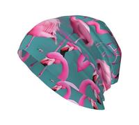 CNTDBU A Flock of FlamingosUnisex All Over Print Beanie Soft Stretch Winter Skull Cap, Dual-Side Novelty Hat Funny Gift for Men Women Couples Black