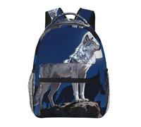 CNTDBU Alpha Wolf Leader Sac à dos léger et décontracté pour adultes, sac à dos de voyage de grande capacité avec sangles rembourrées, sac de navetteur résistant à l'eau