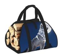 CNTDBU Alpha Wolf Leader Sac de transport de bois de chauffage en toile robuste Sac de transport de bûches étanche avec poignées rembourrées